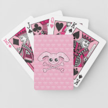 Kawaii rosa Häschen-Schädel Pokerkarten
