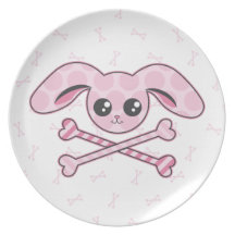 Kawaii rosa Häschen-Schädel Teller
