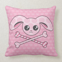 Kawaii rosa Häschen-Schädel Zierkissen