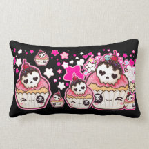 Kawaii Schädelkleine kuchen mit Sternen und Herzen Kissen