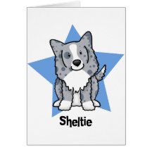 Kawaii Stern-Blau Sheltie Grußkarte