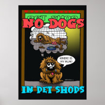 KEINE HUNDE IN DEN GESCHÄFTEN FÜR HAUSTIERE PLAKAT