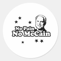 KEINE SCHMERZ KEIN MCCAIN RUNDER AUFKLEBER