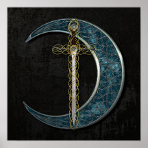 Keltische Klinge und Mond Plakate