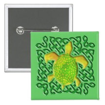 Keltische Knoten-Schildkröte-(grüne) Knöpfe Anstecknadelbutton