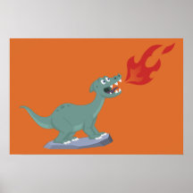 Kids Fire-Breathing Dinosaur Art by Jeff Nevins Poster