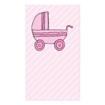 Kinderwagen. Rosa auf hellrosa Streifen Visitenkarte