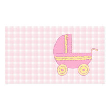 Kinderwagen. Rosa und Gelb auf rosa Kontrolle Visitenkarten