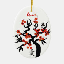 Kirschblüte-Baum-chinesische Liebe-Symbolgewohnhei Weihnachtsbaum Ornament