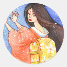 Kirschblüte-Duschen-Aufkleber, Geisha-Kimono-Kunst