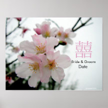 Kirschblüte/orientalisches doppeltes Glück-Hochzei Poster