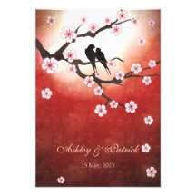 Kirschblüte Sakura&Love BirdsReception Hochzeit Ankündigungen