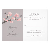 Kirschblüten rosa/graues UAWG Personalisierte Einladungskarten