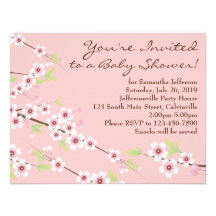 Kirschblüten-Rosa u. Brown-Babyparty Einladungskarten