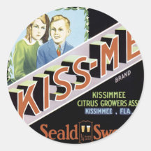 KISS-ME VINTAGES PLAKAT RUNDER AUFKLEBER