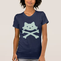 Kitty-gekreuzte Knochen kariert Tshirt