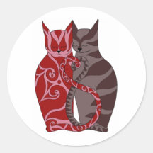 Kitty-Liebe Runde Aufkleber