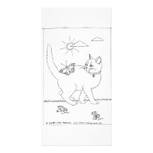 Kitty-und Schmetterlings-Linie Zeichnen Foto Karten