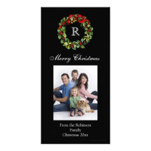 Klassische schwarze mit Monogramm Wreath-Foto-Kart Individuelle Foto Karten