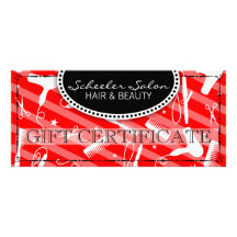 Klassischer roter Haar-u. Schönheits-Geschenkgutsc Werbekarten