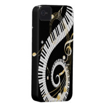 Klavier-Schlüssel und goldener Musiknoten iPhone 4 Cover