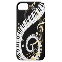 Klavier-Schlüssel und goldener Musiknoten iphone5 iPhone 5 Hülle