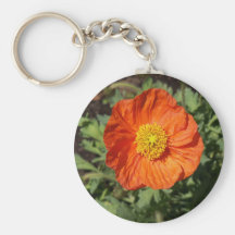 Kleine orange Mohnblume Keychain Schlüsselanhänger