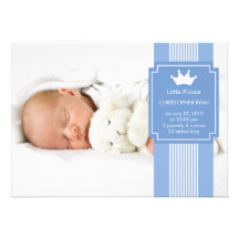Kleine Prinzen CROWN FOTO Geburts-Mitteilung Personalisierte Ankündigungskarten