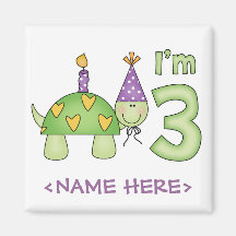 Kleine Schildkröte-3. Geburtstag Kühlschrankmagnete