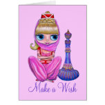 Kleiner rosa Genie-lila magische Flasche machen ei Karte