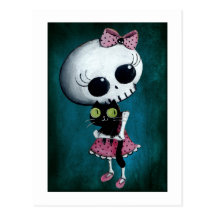 Kleines Fräulein Death - Hallowen Schönheit Postkarte