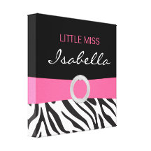 Kleines Fräulein Name Canvas auf Zebra-Muster Leinwanddrucke