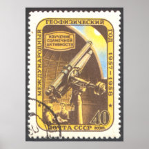 Kleines Plakat - UDSSRastronomie-Briefmarken-Kunst