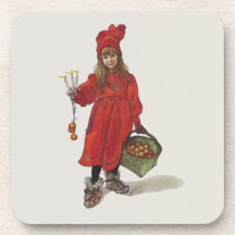 Kleines schwedisches Mädchen Carl Larssons Brita Getränk Untersetzer
