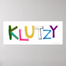 Klutzy unbeholfene unkoordinierte Oafspaß-Wortkuns Plakate