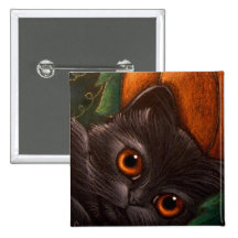 Knopf FANTASIEschwarzen CAT HALLOWEEN Anstecknadelbuttons