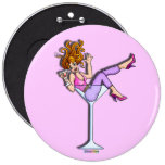Knopf - Mädchen in einem Martini-Glas, Lil Rot Buttons