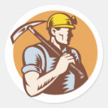Kohlenbergmann bei der Arbeit mit Auswahlaxt Runde Aufkleber