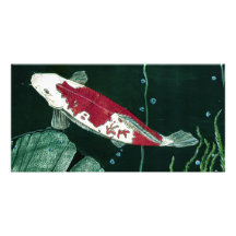 Koi Fische im Teich Photo Grußkarte