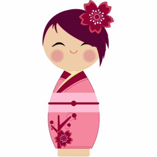 Kokeshi Kirschblüte Acryl Ausschnitt