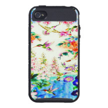 Kolibris u. rosa Blumen iPhone 4 Fall