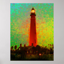 Kolossaler Leuchtturm-Sonnenaufgang Daytona 52" x  Poster