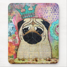 Königliche Mops-Mausunterlage-Shabby Chic-Hüttenfa Mousepad