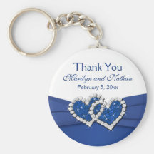 Königsblau und Weiß verbindende Herzen Keychain Schlüsselband