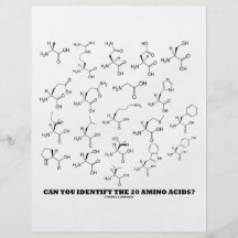 Können Sie die 20 Aminosäuren identifizieren? (Che Bedruckte Flyer