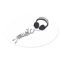 Kopfhörer-Silhouette mit Musik und Herzen aufkleber