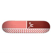 Korallenrotes Zickzack Muster Skate Board