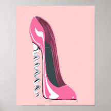 Korkenzieher-rosa Stilett-Schuh-Plakat
