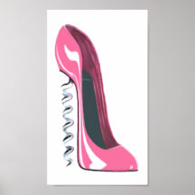 Korkenzieher-rosa Stilett-Schuh-Plakat