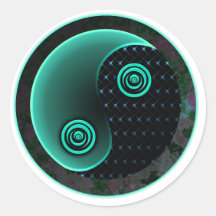 Kosmisches Aqua in der Balance Yin Yang Runder Sticker